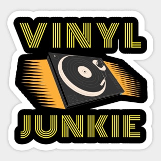 Vinyl Junkie Old School Record Player T-Shirt Sticker